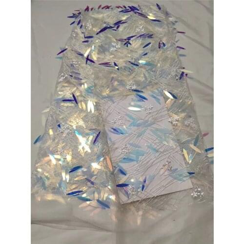 Beautiful embroidery mesh fabric nigerian tulle lace fabric with sequins JRB-101811 French Net Lace Fabric hot sale