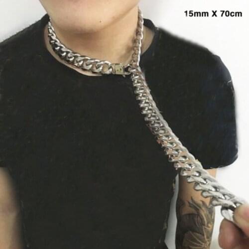 T-Show Miami Cuban Chains Hip Hop Jewelry Thick Stainless Steel Chunky Necklace HipHop Rapper Sexy Men Collar Necklaces