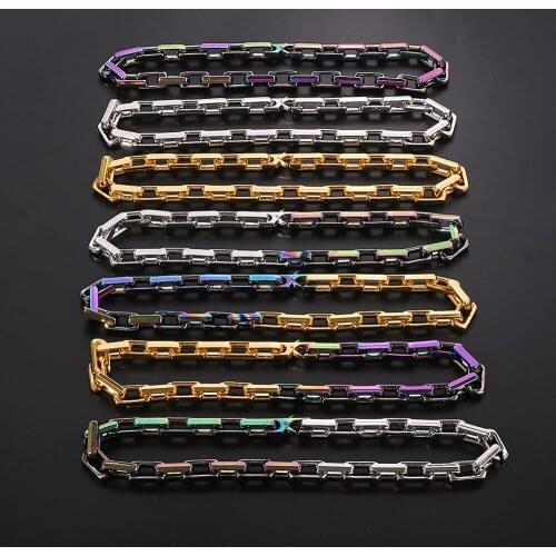 Fashion Rectangle Quench Multicolor Joint Hip-hop Male Charm Jewelry Trendy Cool New Cuba Chain Choker Party Accessories Gifts