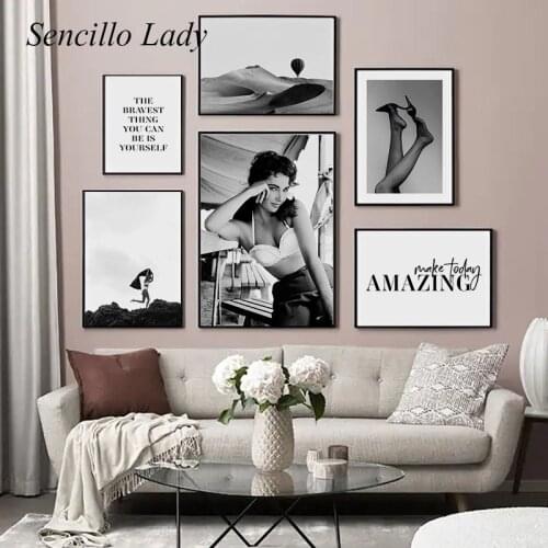 Sexy Woman Legs Fashion Canvas Painting Vintage Poster Black White Art Print Beauty Salon Picture Modern Home Decoration
