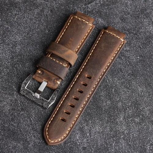Handmade Brown Black For TIMEX T2N738/T2P140/T2N723 Leather Watchban 16MM Concave-Convex Interface Leather Strap Men Bracelet