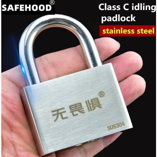 Stainless Steel Padlock Heavy Duty Solid Lock Door Gate Box Safety Antirust Outdoor warehouse lock Gym Safely Door Lock