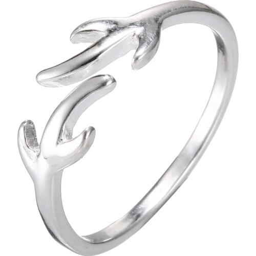 AMORUI Stainless Steel Open Rings Adjustable Geometric Silver Color Engagement Rings For Women Fashion Jewelry