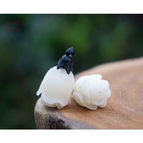 Natural Bodhi Seed Pendant Carved Rose Black Torus White Guru Bead Mala Japa Beads Bracelet Jewellry Findings DIY Accessories