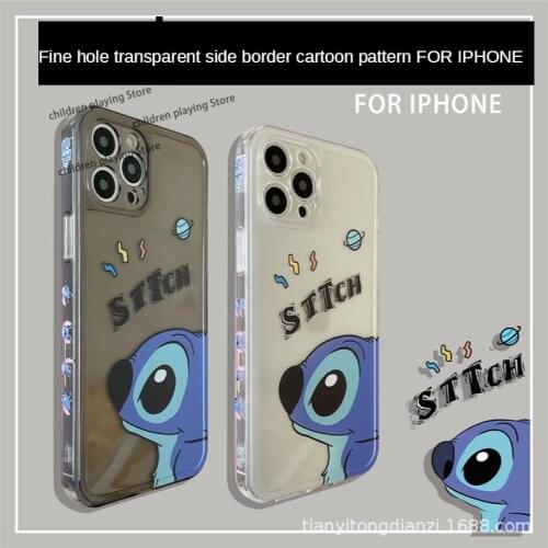 Disney Stitch Transparent Phone Case for Iphone 12 11pro Max 12mini Xs Xr X Xs Max 8 Se2 Cartoon All-inclusive Phone Back Cover