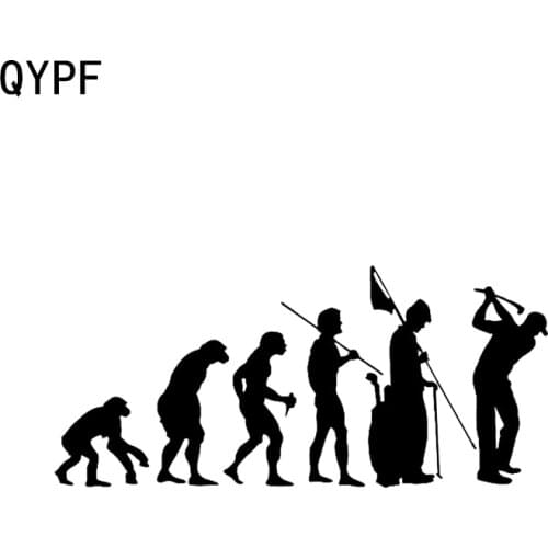 QYPF 14.1*6.3CM Evolution Golfing Vinyl Decal Sports Decor Car Sticker Silhouette Extreme Movement C16-1526