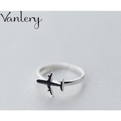 Romantic Trendy Charm Black Airplane Rings For Women Men Boho Knuckle Party Rings Punk Cocktail Jewelry Girls Gift