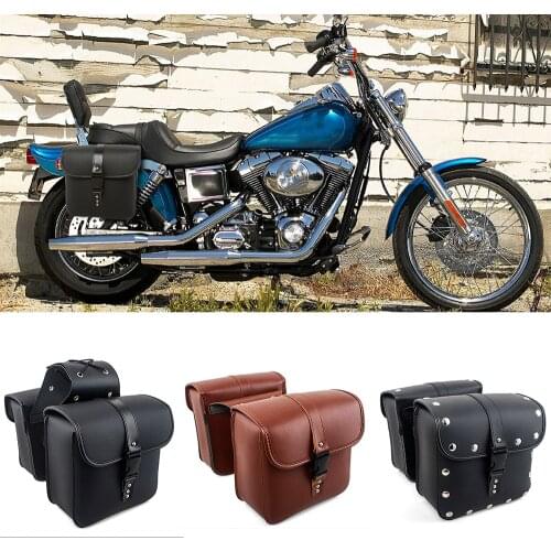 Motorcycle Saddlebags for Harley Sportster XL883 XL1200 XL 883 1200 Luggage Black and Brown Side PU Saddle bag Leather