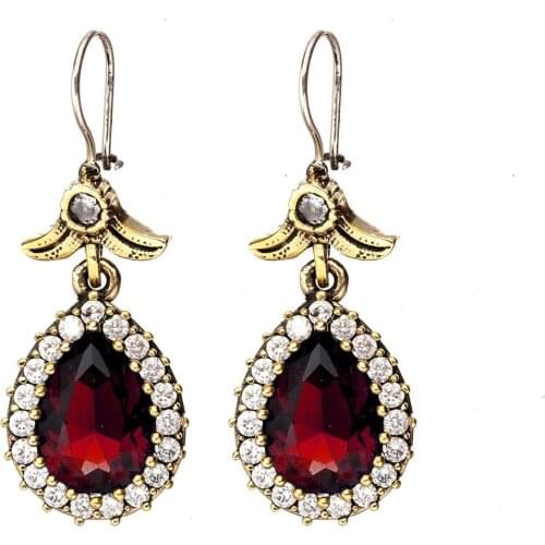 Red Garnet Ruby Cubic Zirconia Silver Drop Model Earrings Hurrem Didar Sultan Earrings
