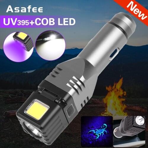 UV LED Flashlight Lantern Socket Powerful Lamp Car Chargeable UV COB Built-In Torch Li-Ion Battery Car Chargeable Lantern Torch