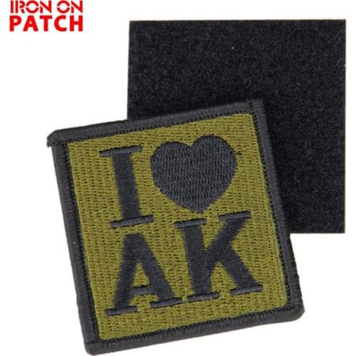 Embroidered Patch with Hook I Love ak Army Patch Patches Tactical Military Armband for Cap Jacket Drop Shipping