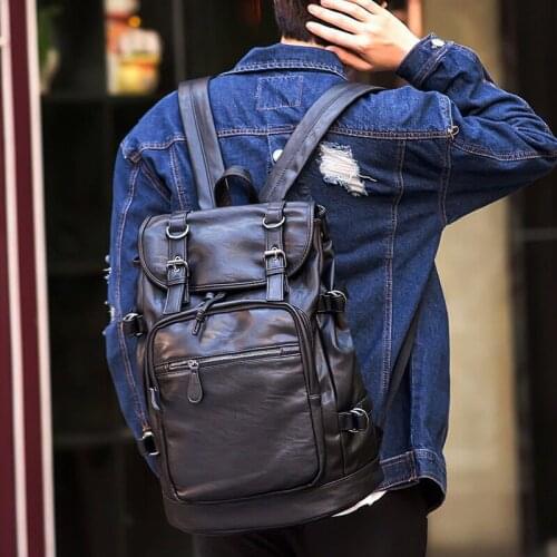 High-quality Fashion Messenger Backpack Casual Trendy Mens Casual Backpack Outdoor Large-capacity Pu Leather Mens Bag