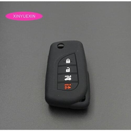 Xinyuexin for Toyota Camry Highlander Corolla Prado REIZ 4 Buttons Silicone Car Key Case Fob Cover FLip Remote Key Car Styling