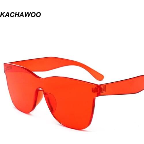 Kachawoo one piece lens sunglasses transparent frame candy color green blue purple red sun glasses women fashion accessories