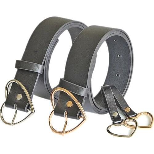 Hot Sales Women Party Dress Faux Leather Heart Metal Pin Buckle Waist Belt Strap Waistband