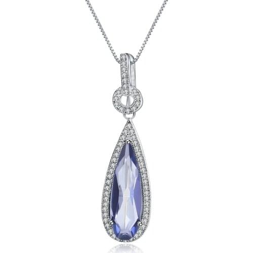 GEMS BALLET 925 Sterling Silver Classic Necklace 11.48Ct Natural Iolite Blue Mystic Quartz Pendants For Women Wedding Jewelry