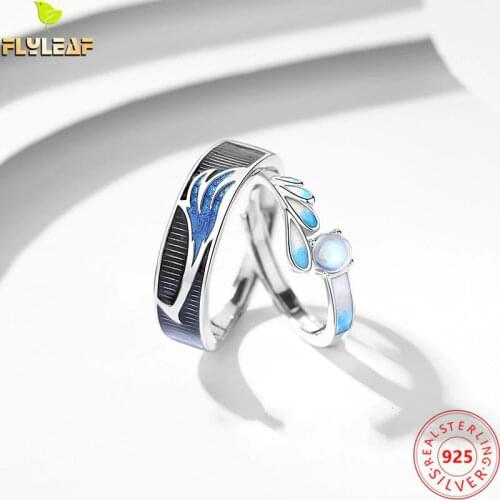 925 Sterling Silver Phoenix Moonstone Open Couple Ring For Women Men Implication Happy Romantic Valentines Day Gift Jewelry