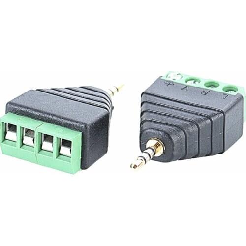 10pcs/lot 2.5mm 4 Pole Stereo Male 4 pin Terminal Block Plug Audio Connector