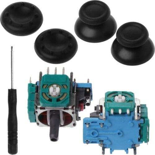 3D Analog Axis Module Potentiometer Black Joystick Thumbsticks Silicone Cover Screwdriver Replacement Kits for Playstation 4 PS4