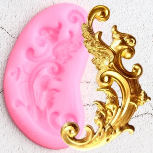 3D Baroque Scroll Relief Border Silicone Molds Birds Cupcake Fondant Cake Decorating Tools Candy Clay Chocolate Gumpaste Moulds