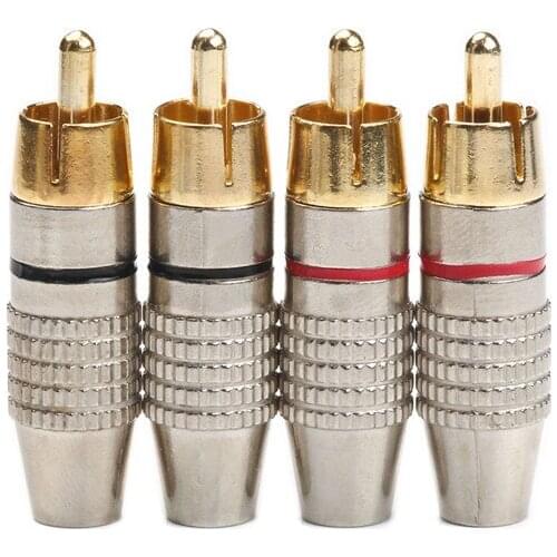 4Pcs/set RCA Banana Plug 6.3mm Self-Locking Lotus Male Wire Connectors For Speaker Audio Adapter