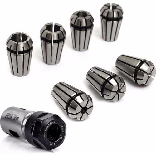 7pcs ER11 Spring Collet 1-7mm + ER11A 5mm Extension Rod Motor Shaft Holder
