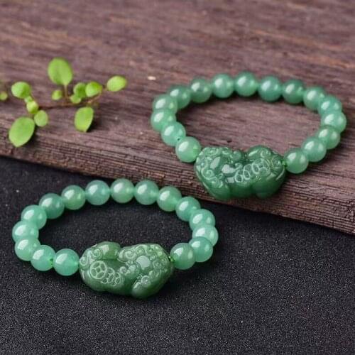 Natural Stone Strand Beads Bracelet Reiki Healing Quartz Green Aventurine Crystal Pixiu Bracelets