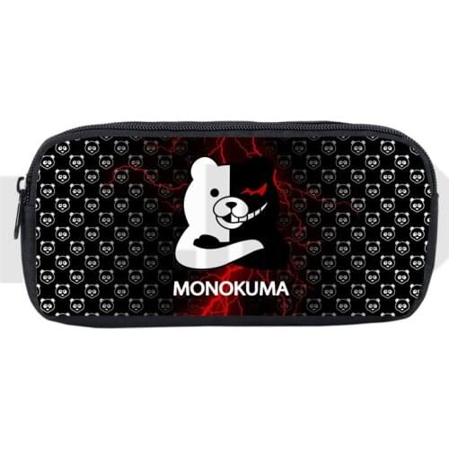 3D Print Cartoon Storage Anime Danganronpa Monokuma Pencil Case Kids Cosmetic Bag Zipper Make Up Box School Supplies Stationery