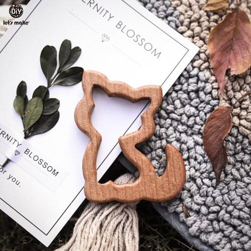 LetS Make 10Pcs Baby Wood Teether Animals Shape Elm Olive Oil Baby Wooden Teether Toys Wood Color Oral Care Product
