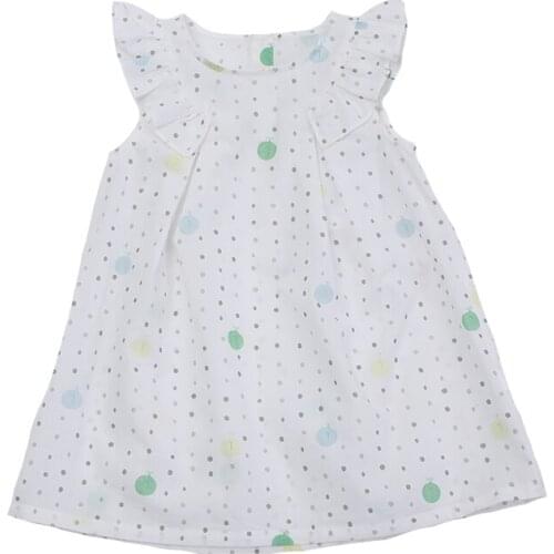 Hollead Girl Children Dress Polka Dot Petal Sleeve Casual Dresses Cotton Round Neck Nightdress Clothing 2021 Summer Hot Sale