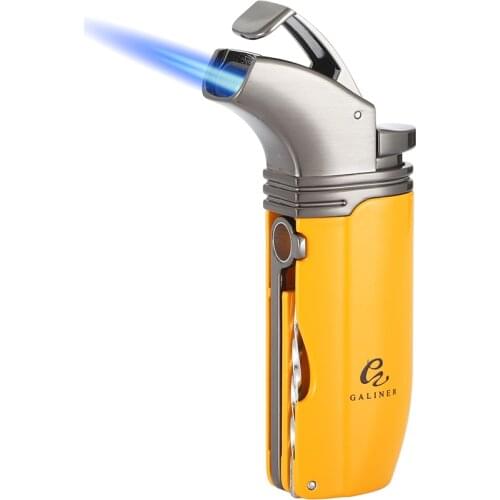 Galiner Metal Cigar Lighter 2 Gas Blue Flame Torch Turbo Lighter Tobacco Windproof Portatil Cigar Cool Gadgets W/ Gift Box