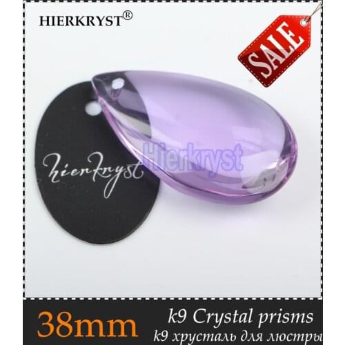 HIERKYST 1 pc K9 Glass Crystal Prisms Pendants Chandeliers Parts Lustres Rainbow Lamp Lighting Hang Drops Purple 38mm #2252-5