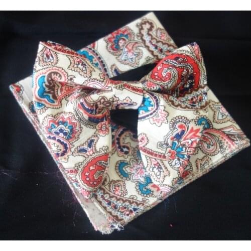 Ikepeibao Wedding Mens Cotton Paisley Pajaritas Bowties Hanky Unique Tuxedo Bow Tie Handkerchief Bowties Set Accessaries