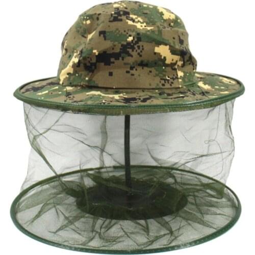 Unisex Camouflage Fishing Net Mesh Caps Head Face Protector Midge Mosquito Bug Insect Prevention Outdoor Hunting Sun Hat