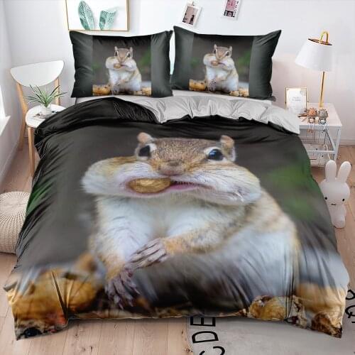 3D Animal Duvet Cover Set Gray Squirrel Bedding Sets Comforter Covers Pillow Shames Full Twin Single Double Size Custom Beddings