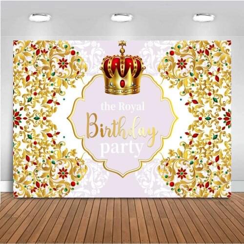 Royal Crown Prince Newborn Baby Shower Backdrop For Photography Gold Glitter Background For Photo Studio Supplies Party Decor