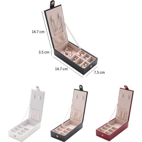 High Quality Leather Snap Buckle Jewelry Storage Box Travel Portable Ring Earrings Necklace Collection Box Small Jewelry Box