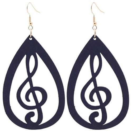 E7397 ZWPON Phonogram Note Natural Wood Earrings for Women Wooden Teardrop Earrings Jewelry Wholesale