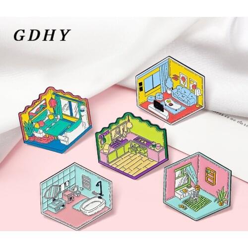 GDHY Fashion Design Enamel Brooch Pin Cute Color Indoor Kitchen Bedroom Alloy Brooch Custom Badge Collar Jewelry for Kids Gift