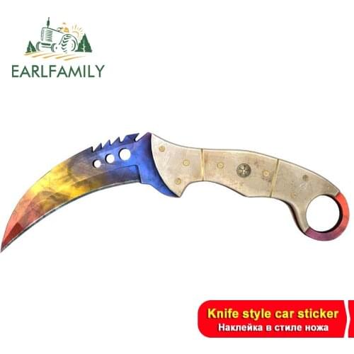 EARLFAMILY 13cm x 4.6cm Vinyl Decals for CS GO Karambit Knife Marble Fade Car Stickers Fashion Laptop SUV JDM Camper Waterproof