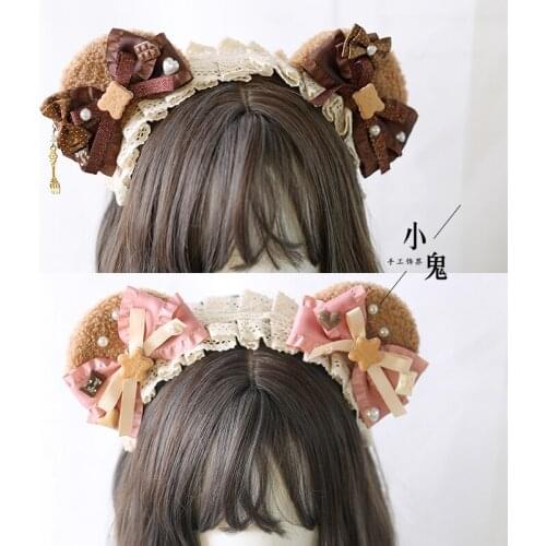 Lolita Lolita bear ear hair hoop cute hairpin female headgear hair accessories Japanese handmade accessories