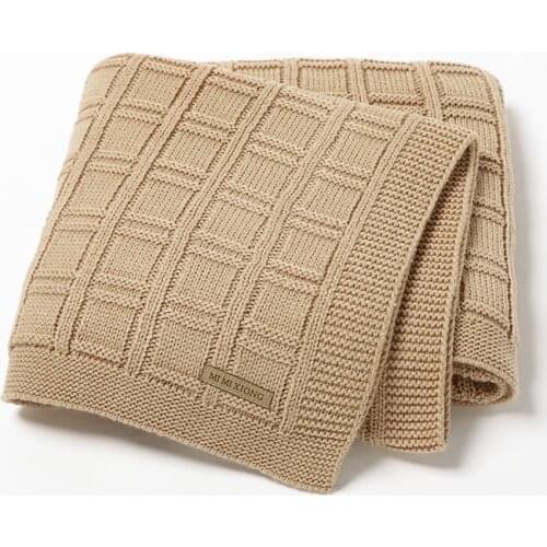 Newborn Baby Blankets Solid Plaid Knitted Infant Stroller Wrap Swaddle Super Soft Toddler Boy Girl Bedding Cradle Basket Quilts