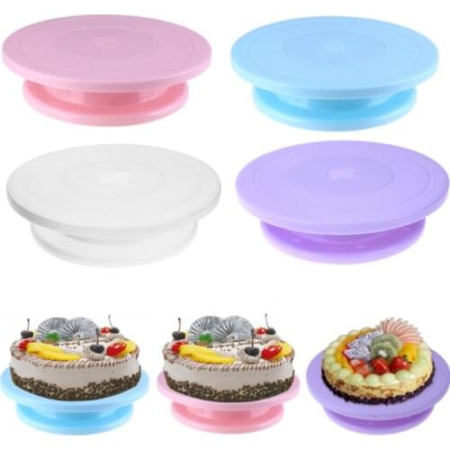 Plastic Cake Plate Turntable Rotating Rotary Stand Cake Pan Baking DIY Cake Round Kitchen Decorating Tool Table Anti-skid