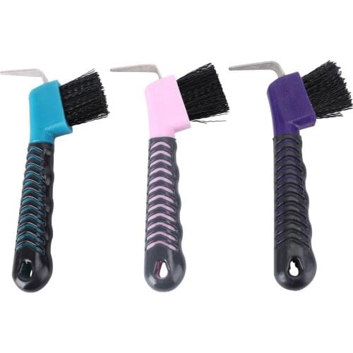 POPETPOP Grip Hoof Pick Horse Care Product Durable Anti-slip Horse Hoof Hook with Brush Design for Horse Grooming (Random