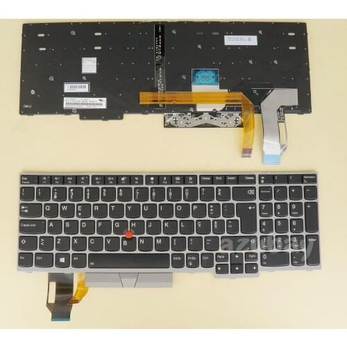 Portuguese Keyboard for Lenovo ThinkPad L580 E580 E585 T590 L590 E590 E595 P52 P53 P53S P72 P73, 01YN761 01YN681, Backlit Silver