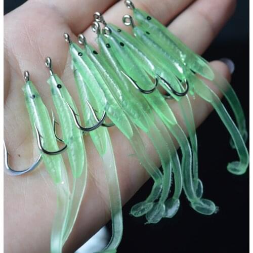 TOMA 10pcs/lot Fishing Lure Fish Eel Lure Luminous Soft Baits with hook 6.8cm1g 2015 hot sell Small Fish Eel artificial bait