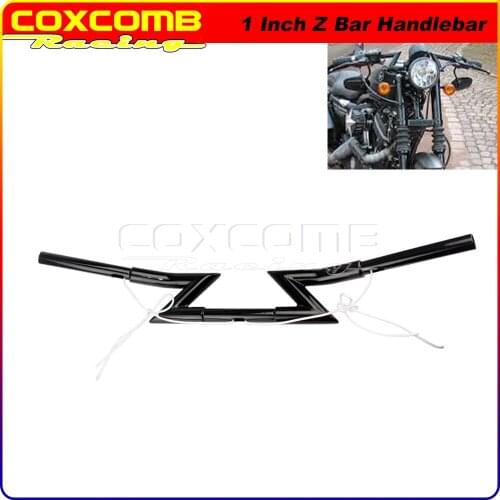 4"Rise 6.5" Pullback 1" & 25mm Z-Bar Drag Handlebars 32" Wide Bar Mount Control for Chopper Custom Cafe Racer Scrambler Kawasaki