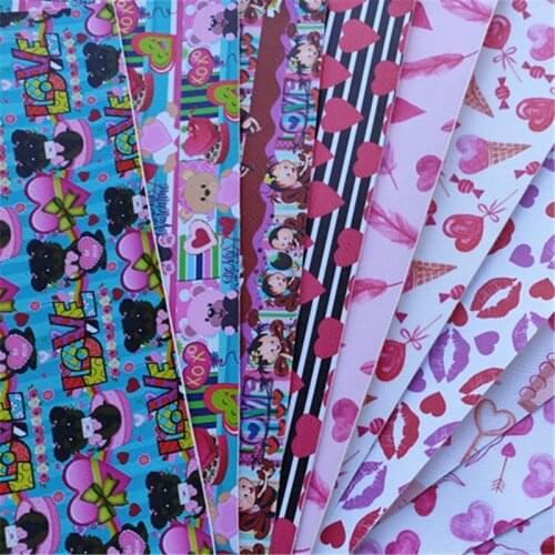 20*33cm A4 Valentine print synthetic leather fabric for DIY bow material BHY489