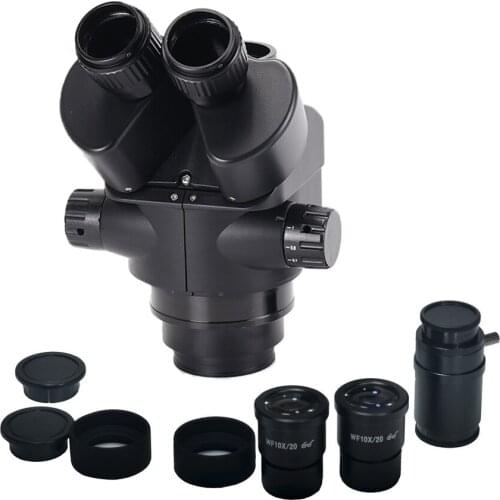 7X-45X Simul-Focal Trinocular Microscope Zoom Black Stereo Microscope Head + WF10X/20 Eyepiece for Lab
