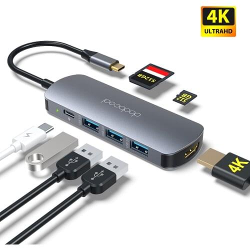 Dodocool USB C HUB Type C to -compatible USB 3.0 Adapter 7 in 1 Type C HUB for MacBook Pro/Air Huawei Mate USB C Splitter